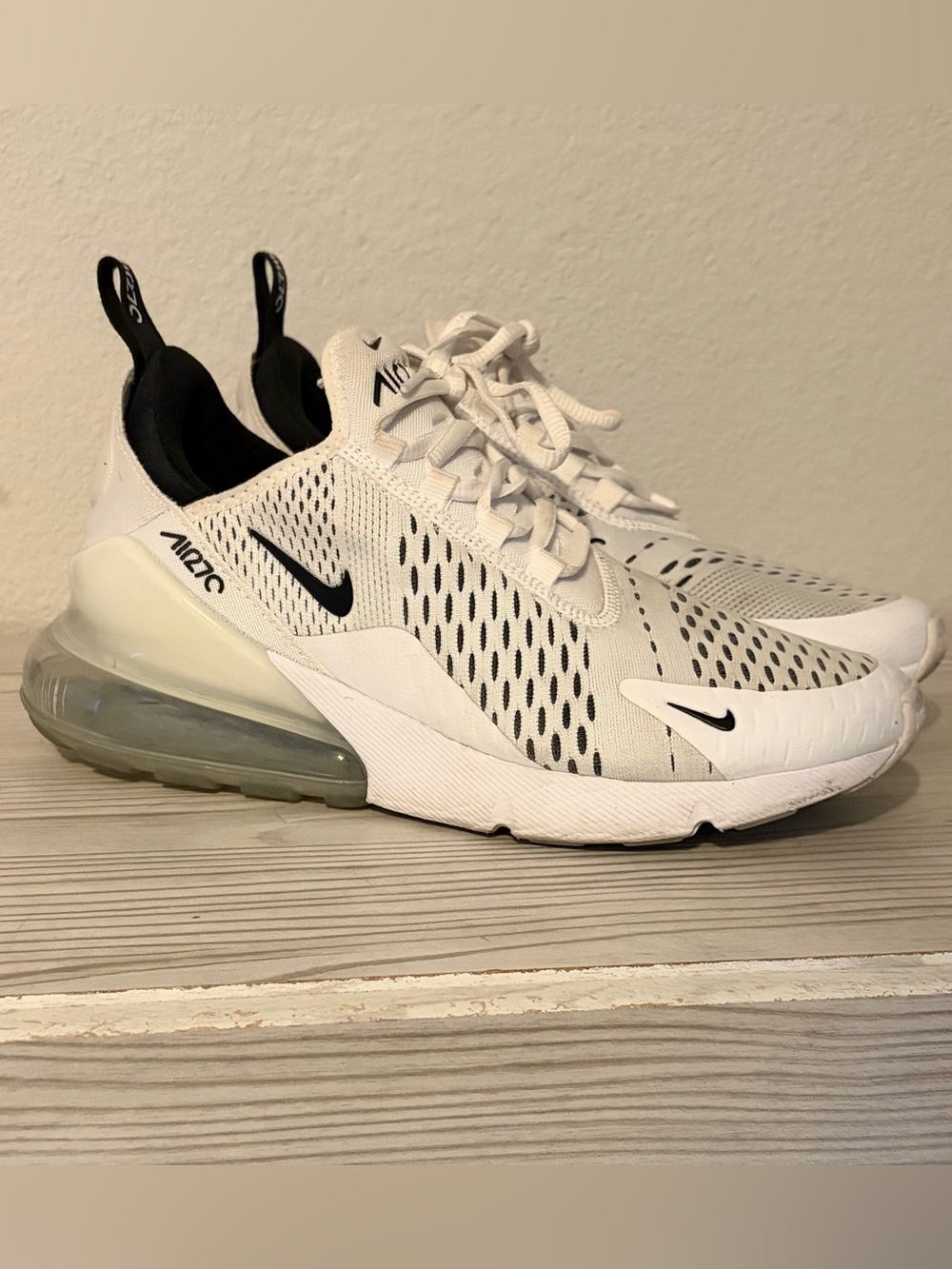 Nike Air Max 270 White with Black Accents Men's Sneakers